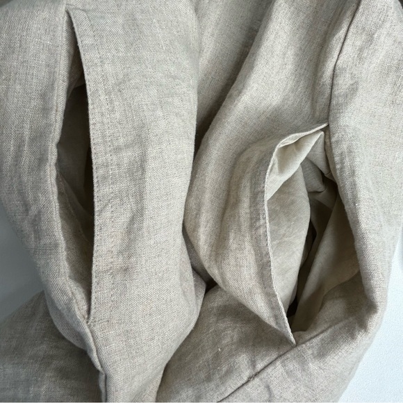 TOMMY BAHAMA Women Sz M Natural Two Palms Double Ruffle Linen Sleeveless Dress. - Picture 7 of 11